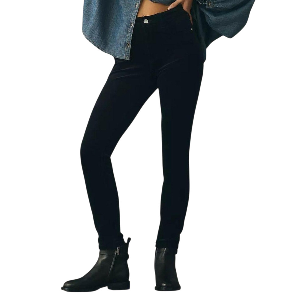 Pilcro High Rise Skinny Corduroy Jeans Navy‎ Blue Y2K Stretch Soft Cabincore 28